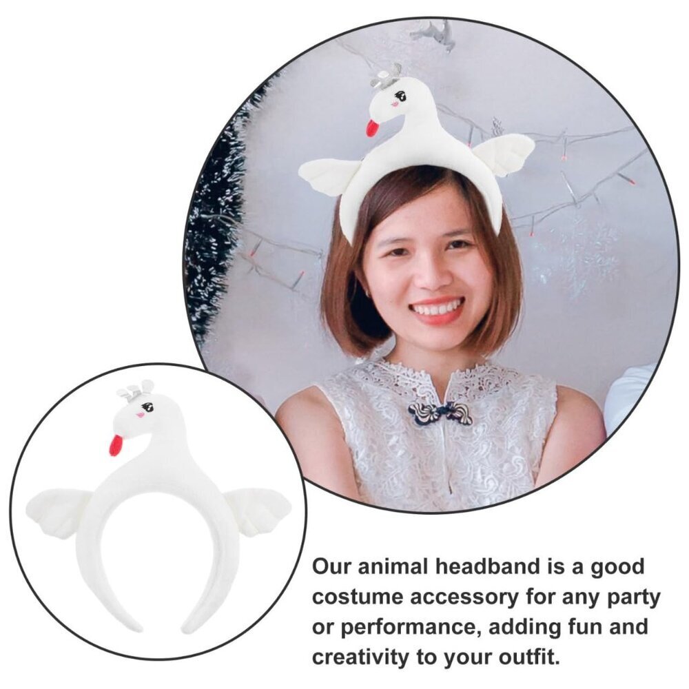 Cute Swan Headband Plush Animal Hair Accessory for Costumes Cosplay Halloween - Picture 4 of 9